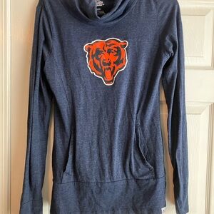 Majestic Navy Blue Long Sleeve Tee with Orange Logo